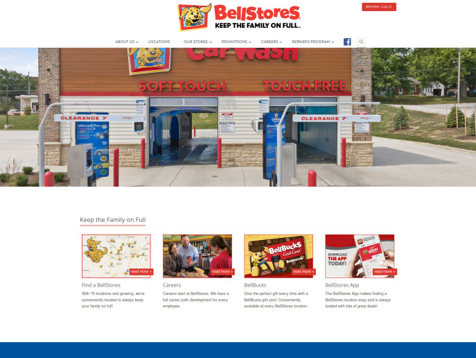 screenshot of the bellstores website