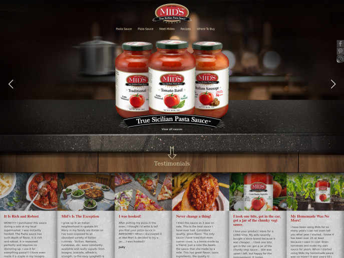 screenshot of the mid's sauce website