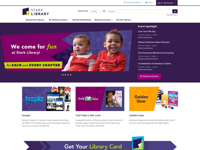 screenshot of the Stark Library website